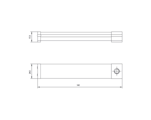 Technische Zeichnung eines Handtuchhalters mit Maßangaben