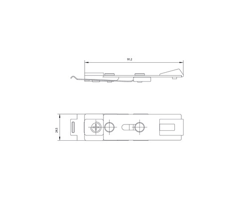Technische Zeichnung eines Fenstergetriebes mit Maßangaben