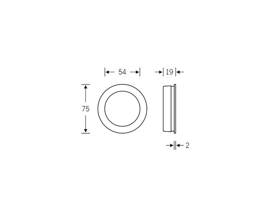 Technische Zeichnung einer runden Einbauleuchte mit Maßangaben