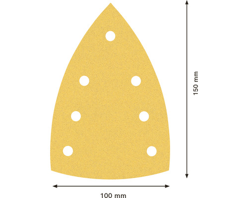 Dreieckschleifpapier mit acht Löchern, Größe 100 mm mal 150 mm