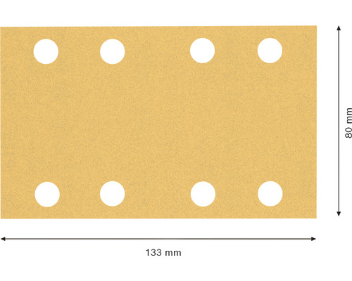 Schleifpapier mit acht Löchern, 133 mal 80 Millimeter