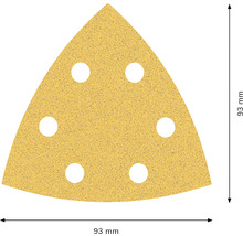 Dreieckiges Schleifpapier mit sechs Löchern und einer Größe von 93 mm