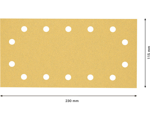 Schleifpapierblatt mit Löchern, 230 x 115 mm