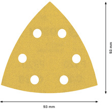 Dreieckschleifpapier, 93 mm groß mit sechs Löchern