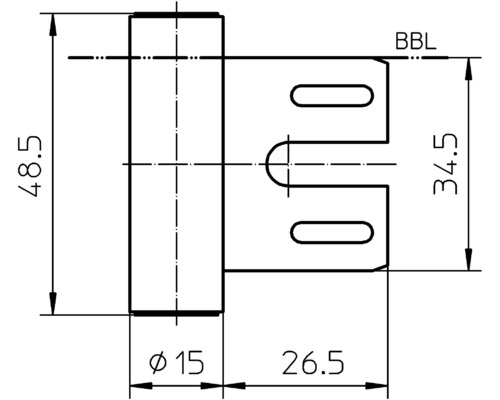Technische Zeichnung eines Bauteils mit Maßangaben