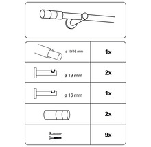 Gardinenstangen Set ausziehbar Elba steingrau 190-340 cm Ø 16/19 mm-thumb-5