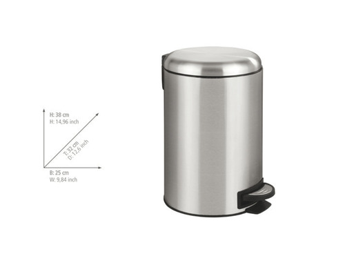 Treteimer aus Edelstahl mit den Maßen 38 x 32 x 25 cm