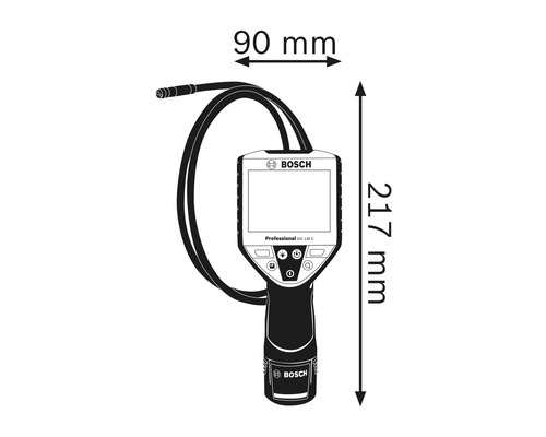 Bosch GIC 120 C Professional Inspektionskamera mit den Maßen 217 mm Höhe und 90 mm Breite