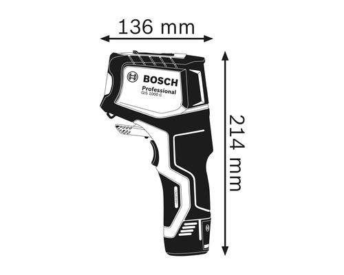 Bosch Professional GIS 1000 C Thermodetektor mit Abmessungen: 136 mm Breite und 214 mm Höhe