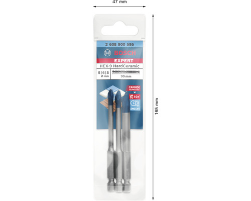 Bosch Expert HEX-9 HardCeramic Fliesenbohrer Set mit drei Bohrern