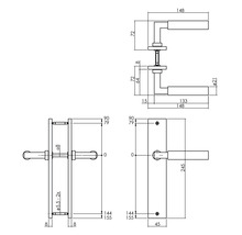 Langschildgarnitur Intersteel Baustil Blind messing poliert