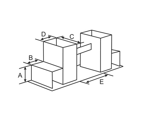 Dimensionsdarstellung eines mehrteiligen Lüftungssystems