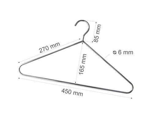 Kleiderbügel aus Metall mit Maßangaben