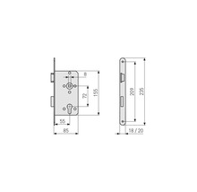 Einsteckschloss Abus für Wohnungsabschlusstüren links silber ES PZ L S 55/72/20 mm DIN Falz