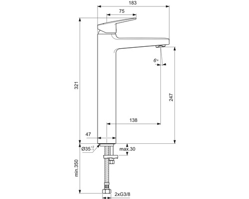 Maße einer Waschtischarmatur