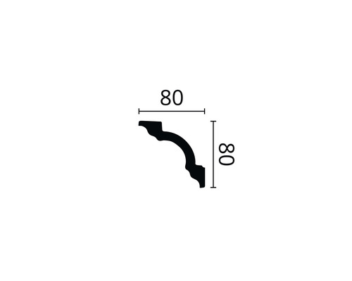 Technische Zeichnung eines Zierelements mit den Maßen 80 mal 80.