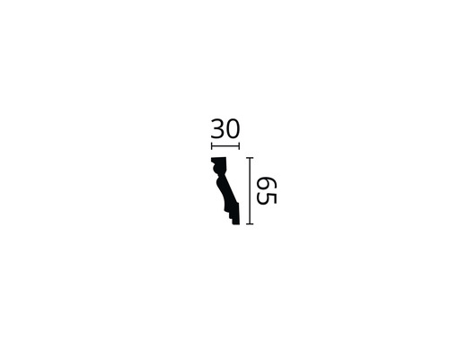 Abmessungen einer Zierleiste: 30 mal 65 Millimeter.