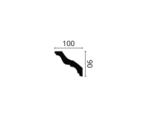 Abmessungen eines Zierprofils: 100 mal 90 Millimeter.