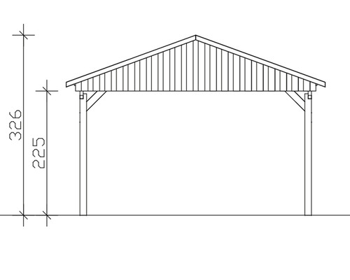 Technische Zeichnung eines Carports mit Höhenangaben