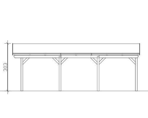 Technische Zeichnung eines Carports mit Höhenangabe 303 Zentimeter