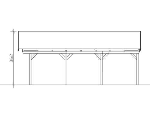 Technische Zeichnung eines Carports mit Höhenangabe 362