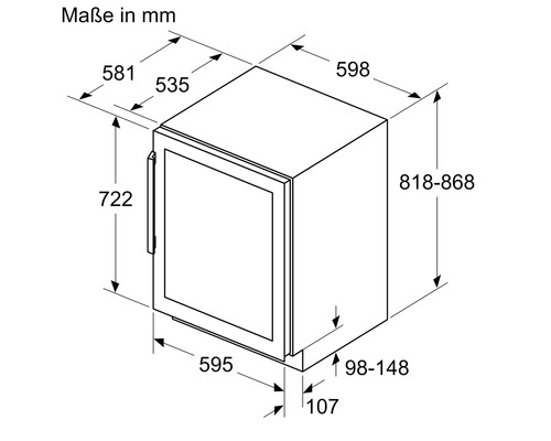 Maße des Weinkühlschranks in Millimeter