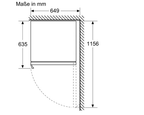 Maße eines Kühlschranks in Millimeter.