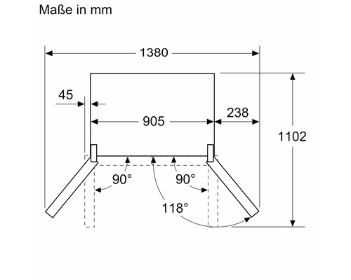 Technische Zeichnung mit Maßangaben in Millimetern
