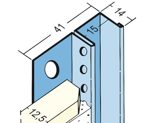 Detailzeichnung eines Regalträgers mit Maßangaben