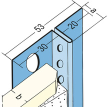 Illustration einer Lochwinkelverbindung mit Maßangaben