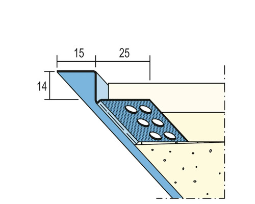 Technische Zeichnung eines Winkelprofils mit Maßangaben