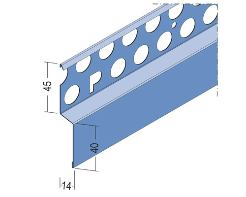 Putzprofil mit Maßen 45, 40 und 14