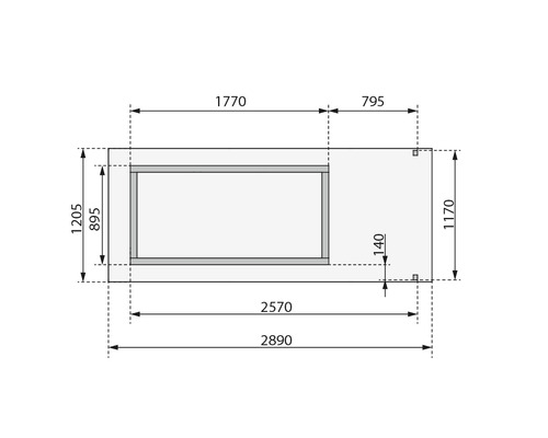 Technische Zeichnung mit Maßangaben