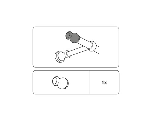 Zeichnung einer Eckverbindung für Duschvorhangstangen, eine Einheit