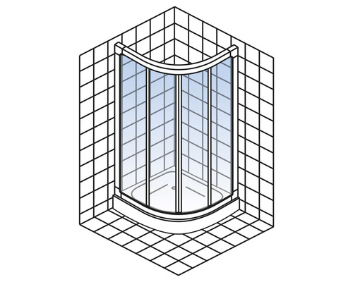 Eckdusche mit Eckeinstieg in Badezimmerumgebung