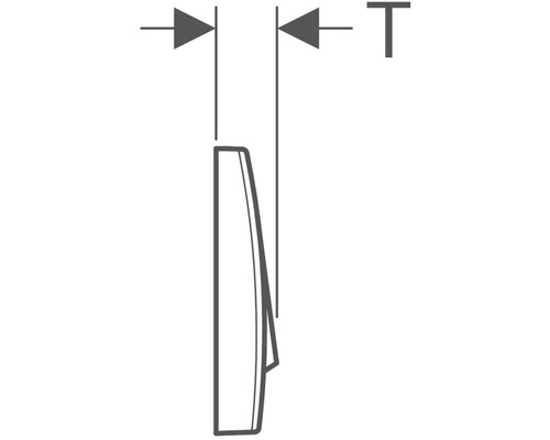 Technische Zeichnung einer Betätigungsplatte mit Tiefenangabe.