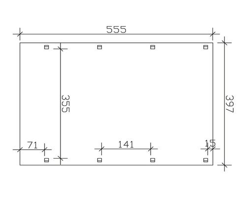 Technische Zeichnung mit Maßangaben des Produkts