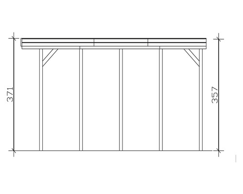 Technische Zeichnung eines Gerätehauses mit Höhenangaben