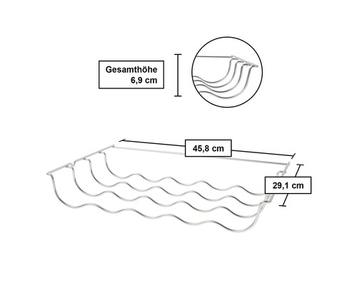Flaschenregal mit Maßangaben