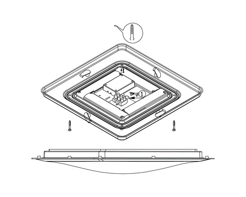 Installationsanleitung für Deckenleuchte mit Dübeln und Schrauben