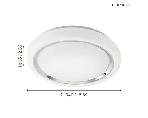 Deckenleuchte mit Größenangaben