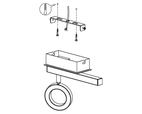 Montageanleitung für eine LED-Deckenleuchte mit Schrauben und Dübel