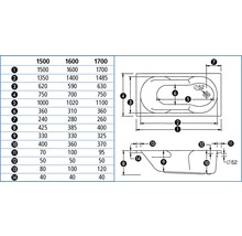Einbau Whirlpool Körperformbadewanne Rechteckbadewanne OTTOFOND Banea 75 x 170 cm weiß glänzend 57450