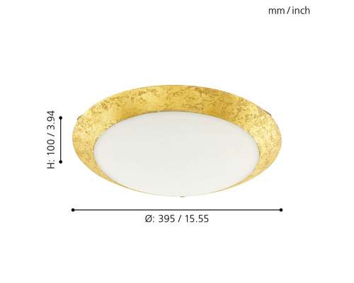 Runde Deckenleuchte mit goldfarbenem Rahmen