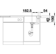 Schema einer Spüle mit Abmessungen zur Küchenplanung