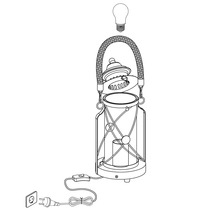Laternenlampe mit Leuchtmittel, Stecker und Kabel
