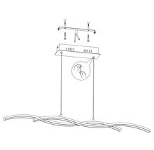 Abbildung einer LED-Pendelleuchte und Befestigungsmaterial