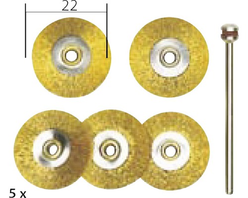 Fünf Drahtbürstenaufsätze mit 22 Millimeter Durchmesser für den Werkzeuggebrauch