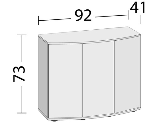 Abbildung eines Unterschranks mit den Maßen 92 x 73 x 41 cm.