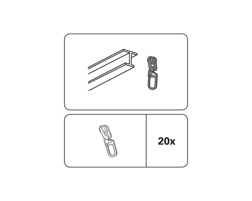 Illustration von Gardinenrollhaken, 20 Stück